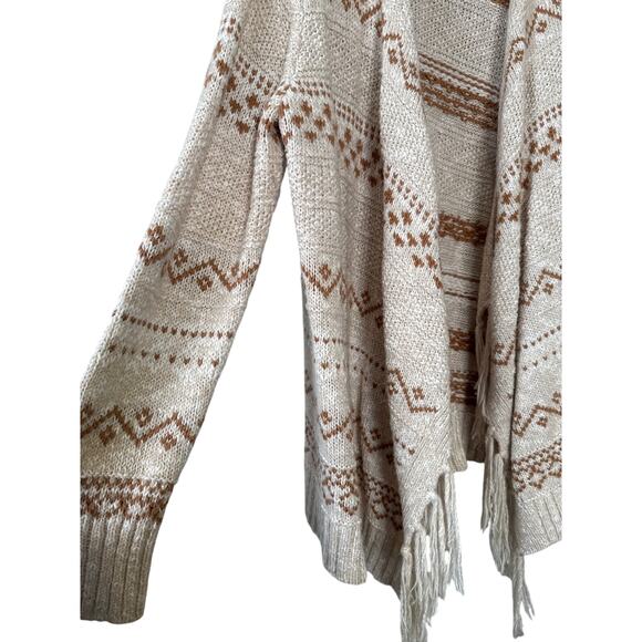 Old Navy Sweater Open Cardigan Fringe Drape Oatmeal SzXL - Picture 2 of 8